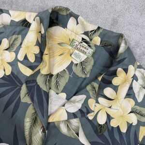 Tommy Bahamas Silk Camp Shirt Men's Medium Green Floral Tropical Summer Resort